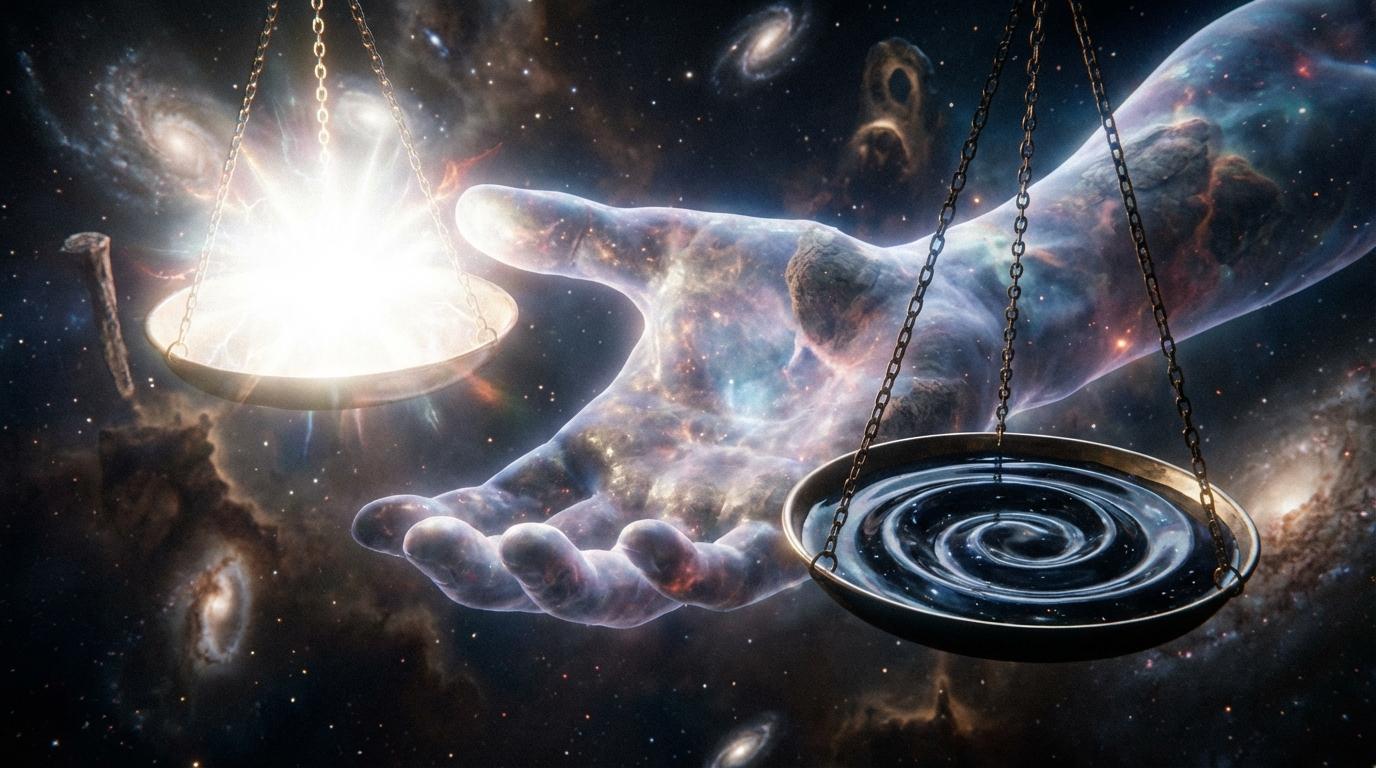 Cosmic scale with light and liquid darkness