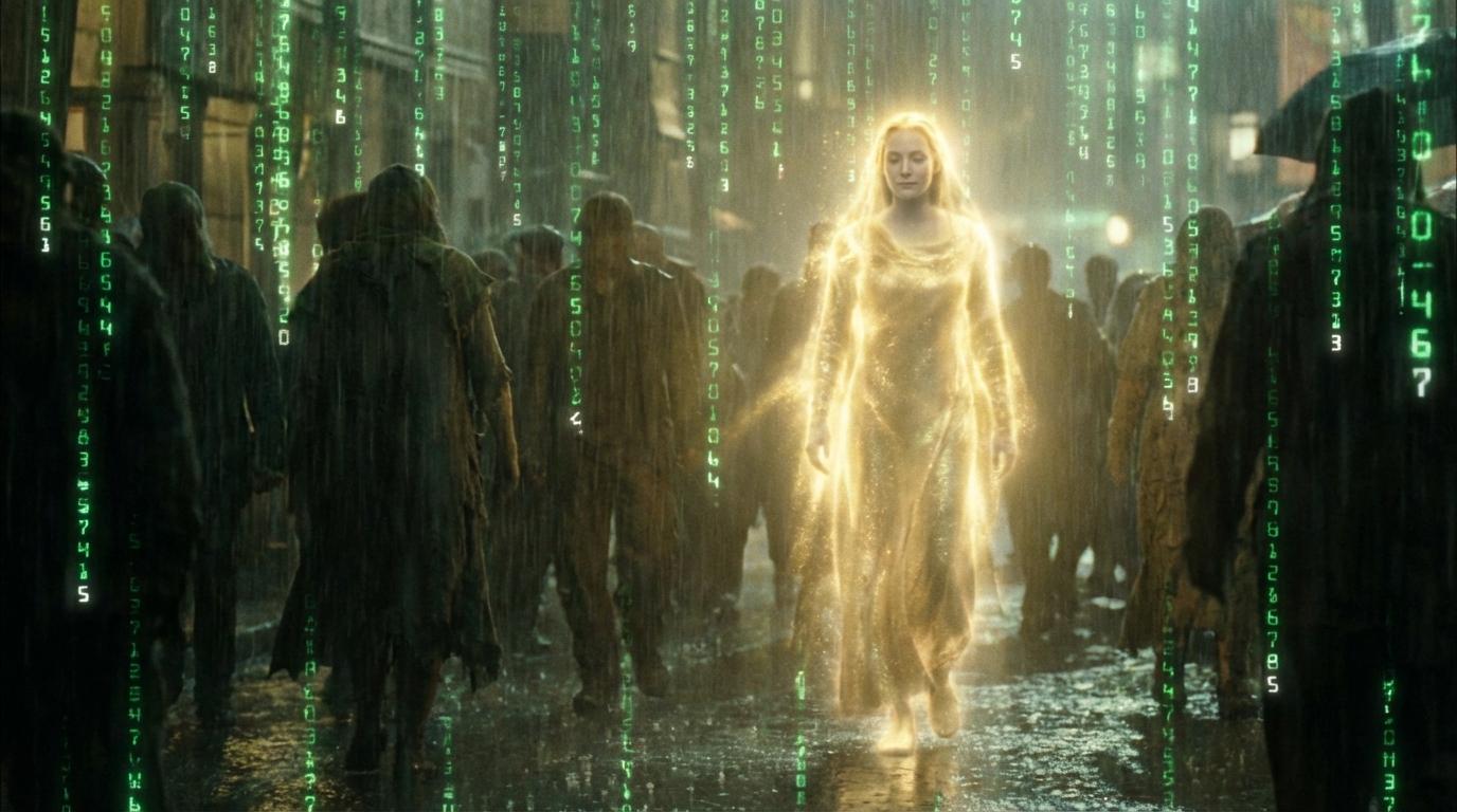 Radiant being in the Matrix shadow crowd