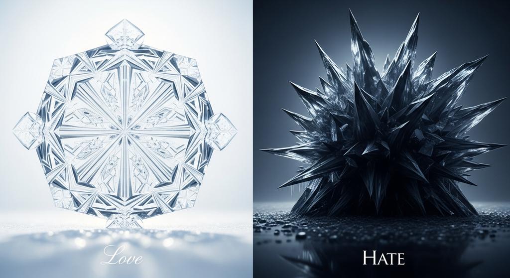 Water Crystal Contrast: Love vs Hate