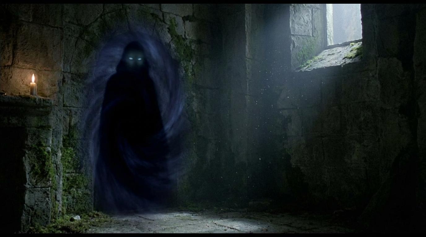 Dark shadow portal in the corner of a room